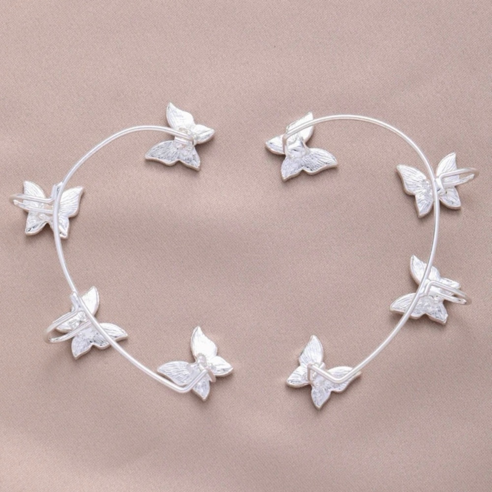 Silver Butterfly Earring Cuff 🦋 - Picture 2 of 4